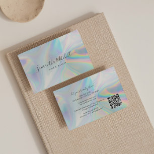 Moderner Script QR Code Holographic Beautician Sal Visitenkarte