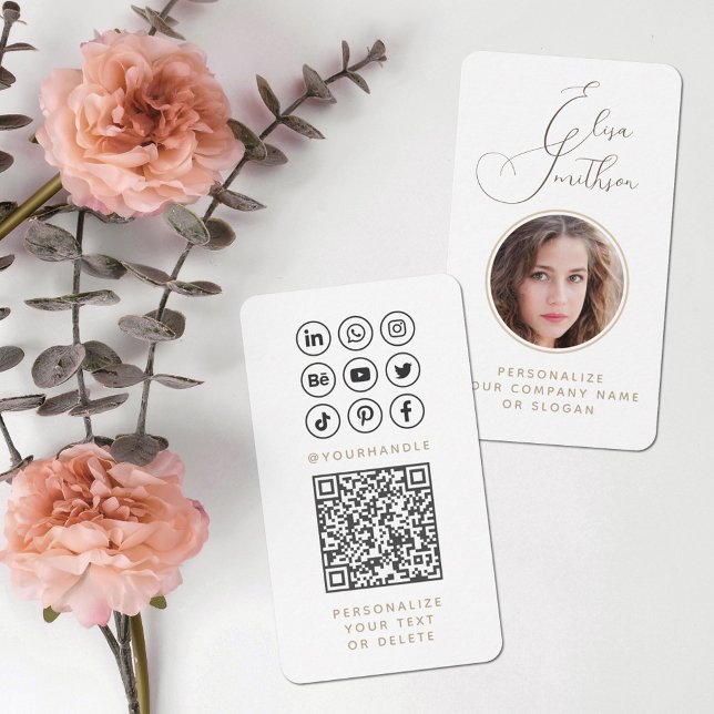 Moderner Script Social Media QR Code hinzufügen Ih Visitenkarte (Von Creator hochgeladen)