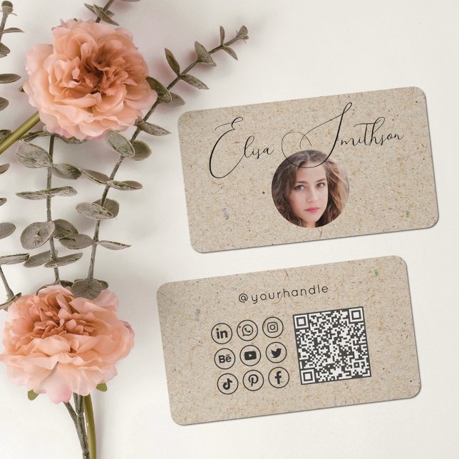 Moderner Script Social Media QR Code hinzufügen Ih Visitenkarte (Von Creator hochgeladen)