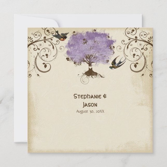 Moderner Scroll Tree of Life Spring Summer Einladung (Vorderseite)