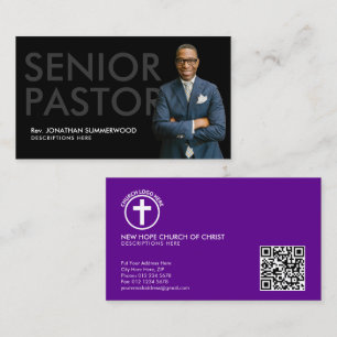 Moderner Seniorpastor mit Foto Schwarz Visitenkarte