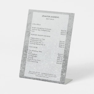 Moderner Silber Glitzer Salon Price Sockelschild