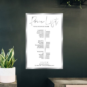 Moderner Silber- und Weißer Geschäfts-Preis-Menü-P Poster