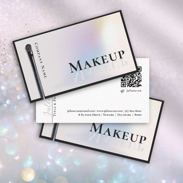 Moderner Silberholografie-Makeup-Künstler Visitenkarte (Von Creator hochgeladen)