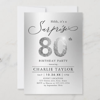 Moderner silberner Glitzer Erwachsener überrascht  Einladung