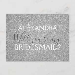 Moderner Silberner Glitzer und Sparkle Bridesmaid Einladungspostkarte