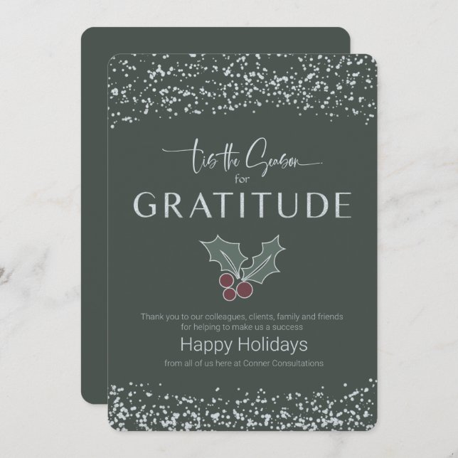 Moderner, silberner verschmutzter, grüner Geschäft Einladung (Vorne/Hinten)