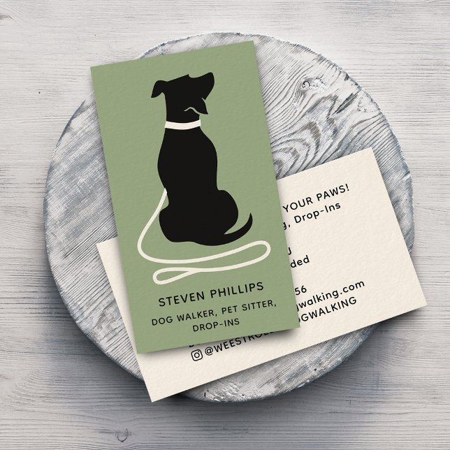 Moderner Silhouette-Hundeausführer und Hundesitter Visitenkarte (Modern Silhouette Dog Walker Dog Sitter Business Card)