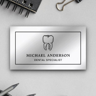 Moderner Silver Foil Tooth Zahnarzt Visitenkarte
