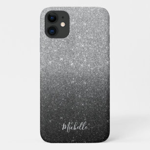 Moderner Silver Glitzer Individuelle Name Case-Mate iPhone Hülle