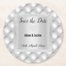 MODERNER SILVER GRAY DIAMOND-SAVE THE DATE UNTERSE RUNDER PAPPUNTERSETZER