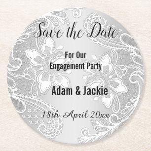 MODERNER SILVER LACE SAVE THE DATE UNTERSETZER