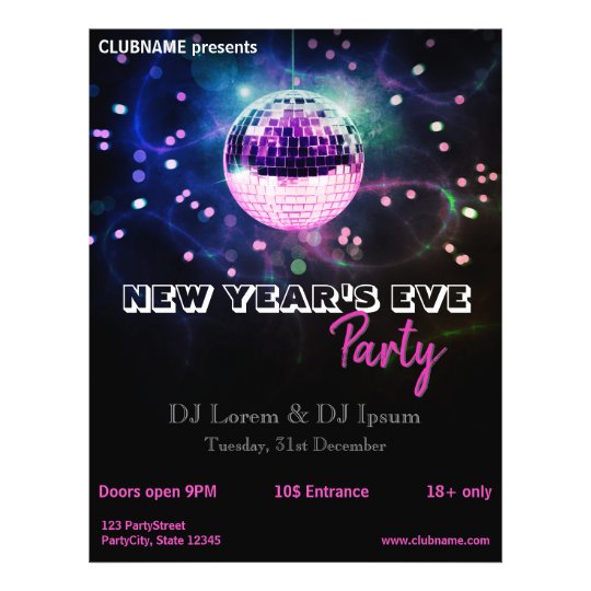 Moderner Silvester Disco Ball Party Flyer Zazzle At