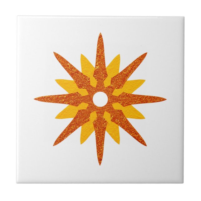 Moderner Single Red-Orange Star Mitte des Jahrhund Fliese (Vorderseite)