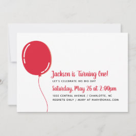 Moderner Singlerotes Ballon-Geburtstags-Party Einladung