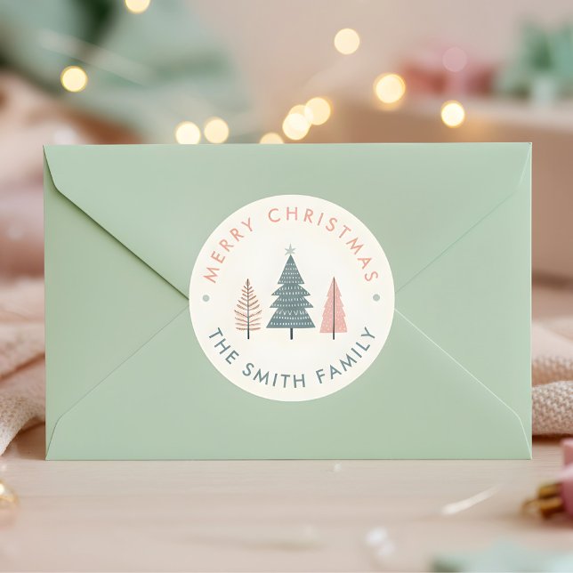 Moderner skandinavischer Weihnachtsbaum Runder Aufkleber (Von Creator hochgeladen)