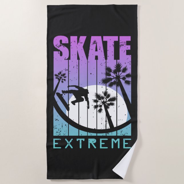 Moderner Skate Extreme Skateboarding Fun Tropical Strandtuch (Vorderseite)