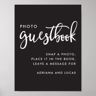 Moderner Skript-Foto-Gästebuch-Hochzeitsposter Poster