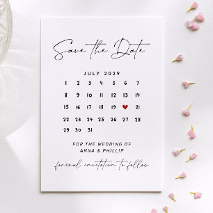 Moderner Skript-Kalender-Hochzeit - Termin vormerk Einladung
