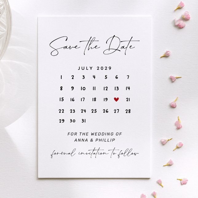 Moderner Skript-Kalender-Hochzeit - Termin vormerk Einladung (Von Creator hochgeladen)