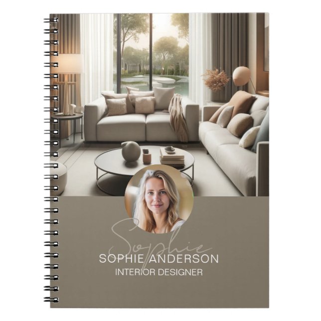 Moderner Skriptname Foto QR Professional Notizblock (Vorderseite)