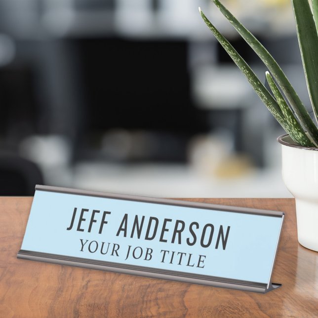 Moderner Sky Blue Office Mitarbeiter Schreibtischnamensplakette (Von Creator hochgeladen)