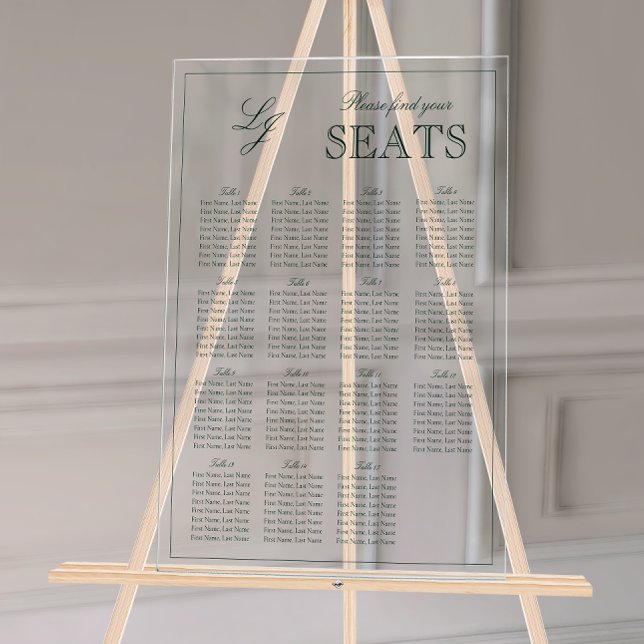 Moderner Smaragdgrüner Mongram-Schreibtisch für Ho Acrylschild (Wedding Seating Chart!
)