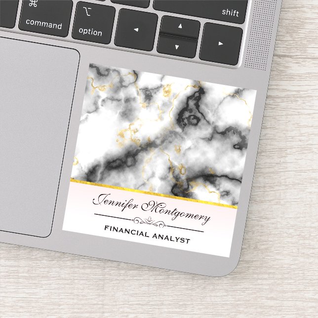 Moderner Smoky-Graumarmor mit Goldband Aufkleber (Detail)