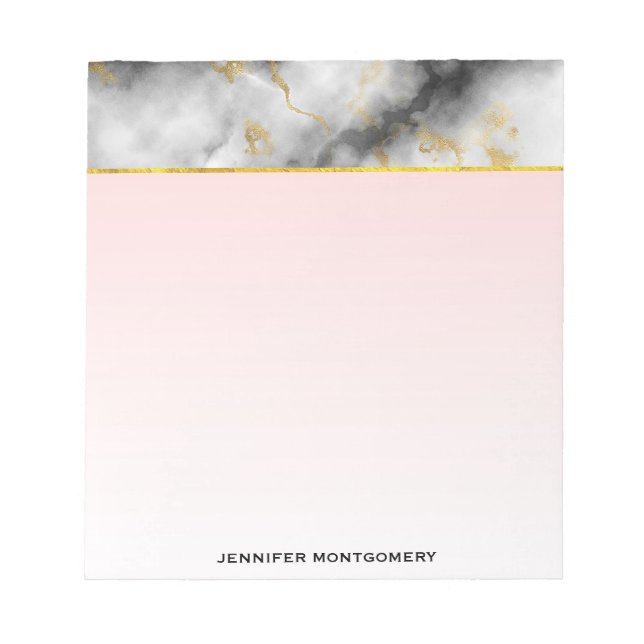 Moderner Smoky-Graumarmor mit Goldband Notizblock (Vorderseite)