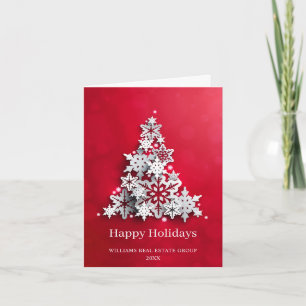 Moderner Snowflake Weihnachtsbaum Firmengrüßen Karte