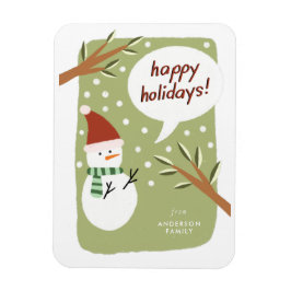 Moderner Snowman Happy Holidays Gruß Magnet