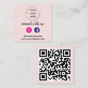 Moderner Social Media QR Code Minimalistisches P Quadratische Visitenkarte