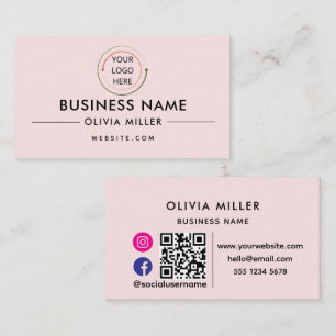 Moderner Social Media QR Code Minimalistisches P Visitenkarte