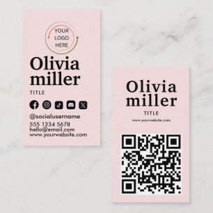 Moderner Social Media QR Code Minimalistisches P Visitenkarte