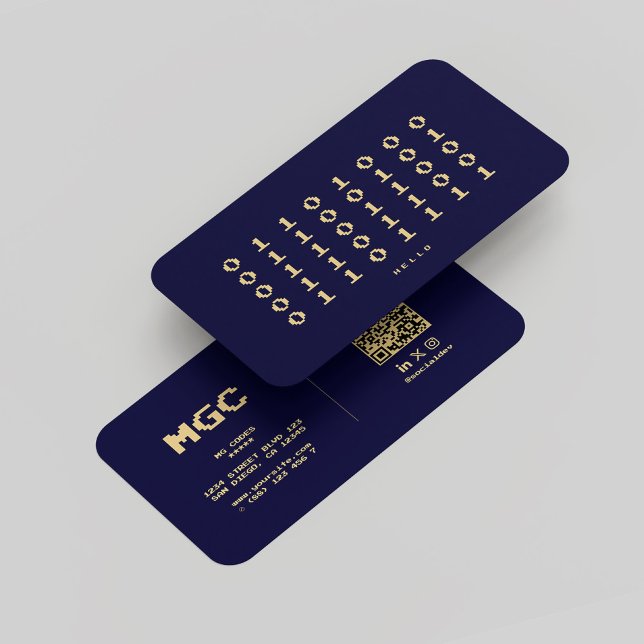Moderner Software-Entwickler Binary Midnight Blue Visitenkarte (Modern Software Developer Binary Midnight Blue Business Card
)