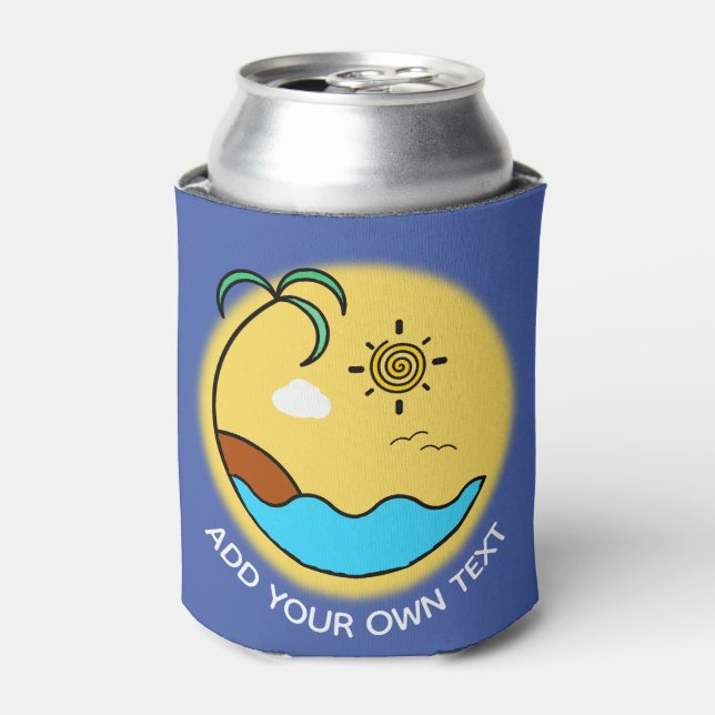 Moderner Sommer Beach Emblem Art Custom Text Dosenkühler (Kanne Vorderseite)