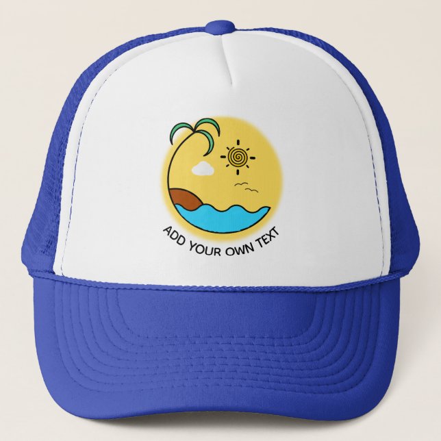 Moderner Sommer Beach Emblem Art Custom Text Truckerkappe (Vorderseite)