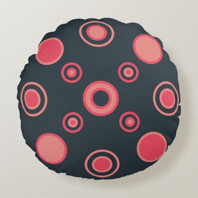 Moderner Sommersonnensaal Mitte des Jahrhunderts Rundes Kissen (Vorderseite)