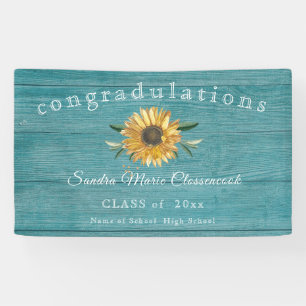 Moderner Sonnenblumen-Abschluss Rustikaler Holzban Banner