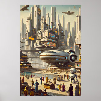 Moderner Spaceport Mitte des Jahrhunderts - Sleek Poster