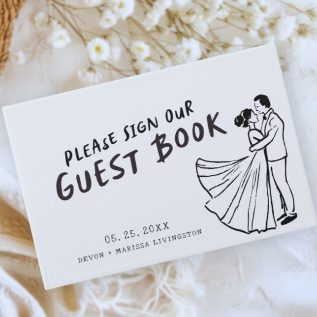 Moderner Spaß Funky Retro Hochzeit Gästebuch (Von Creator hochgeladen)