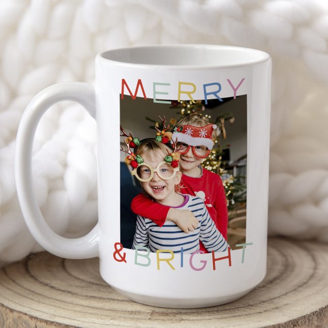 Moderner Spaß Weihnachten Heiterkeit Merry & Brigh Kaffeetasse (Von Creator hochgeladen)