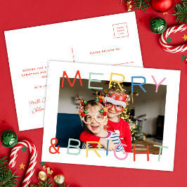 Moderner Spaß Weihnachten Heiterkeit Merry & Brigh Postkarte
