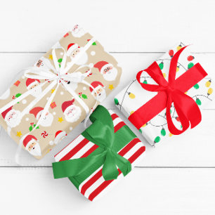 Moderner Spaß Weihnachten, Streifen und Weihnachts Geschenkpapier Set