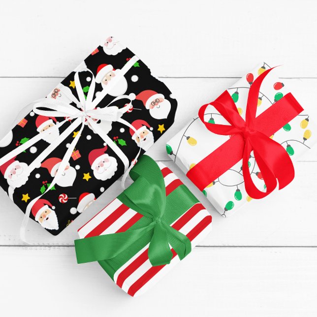 Moderner Spaß Weihnachten, Streifen und Weihnachts Geschenkpapier Set (Von Creator hochgeladen)