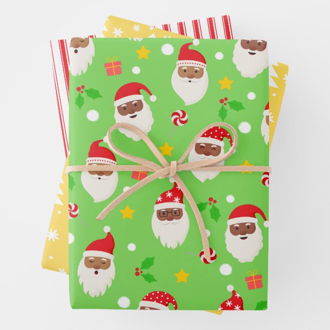 Moderner Spaß Weihnachten Weihnachten Muster Limon Geschenkpapier Set (Beispiel)