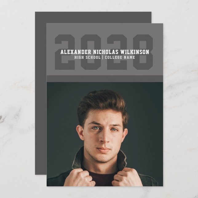 Moderner sportlicher Fett-Typografie-Foto Abschlus Ankündigung (Vorne/Hinten)