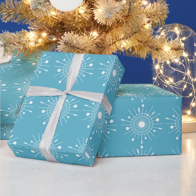 Moderner Sputnik-Schneeflocken-Weihnachten MCM Geschenkpapier (Feiertage)