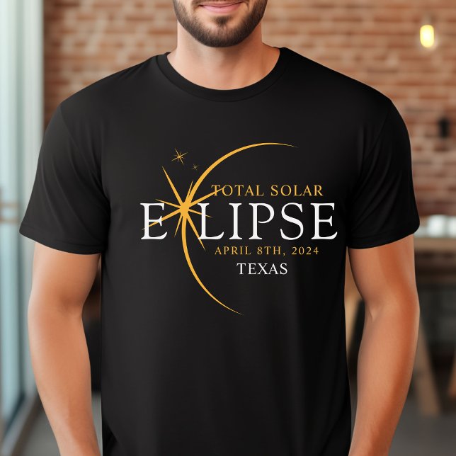 Moderner Staat 2024 Texas Total Solar Eclipse T-Shirt (Von Creator hochgeladen)