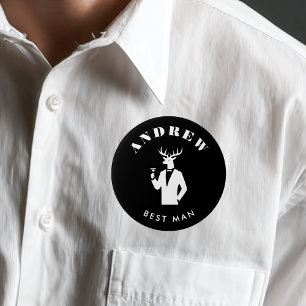 Moderner Stag Party Black Bachelor Party Individue Button